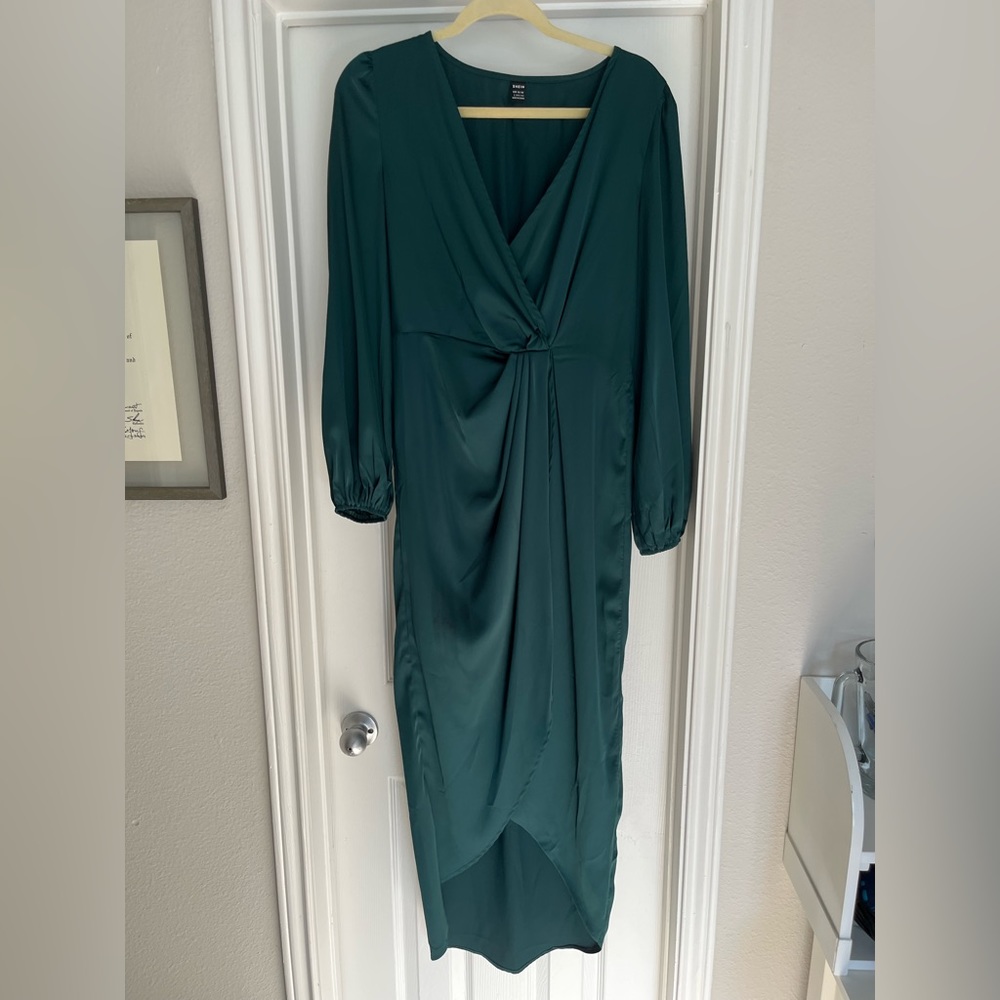 Green Silk High-Low Dress